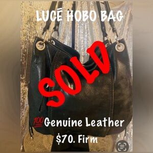 Lucē Leather Hobo Handbag, Rich Soft Black Genuine Leather